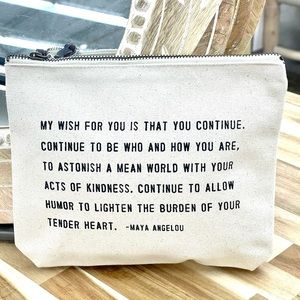 NEW Maya Angelou Canvas Zip Bag